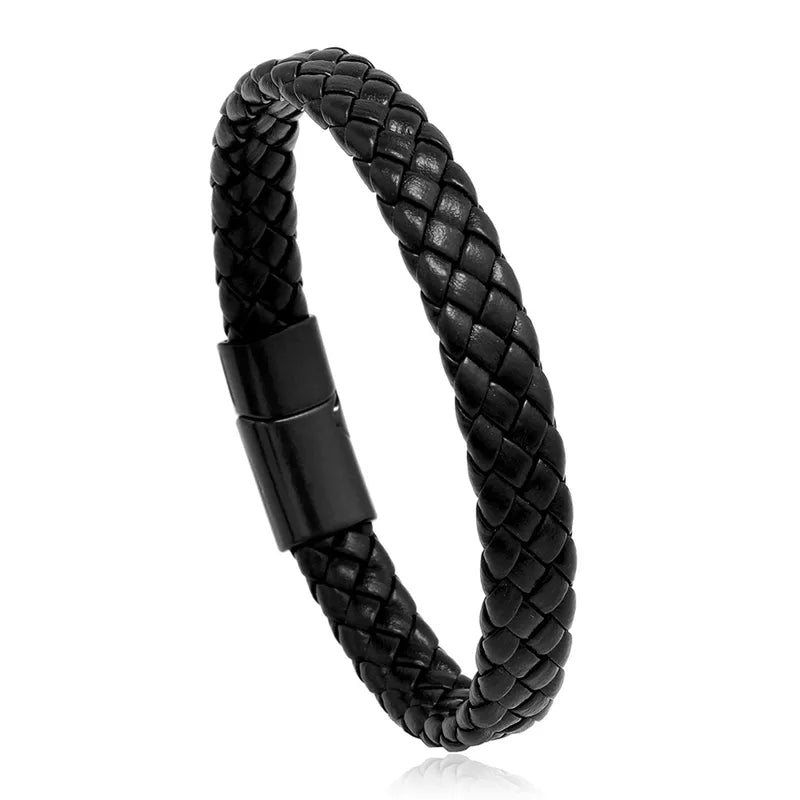 Pulsera para Hombre Trenzada de Ecocuero con Cierre Magnético