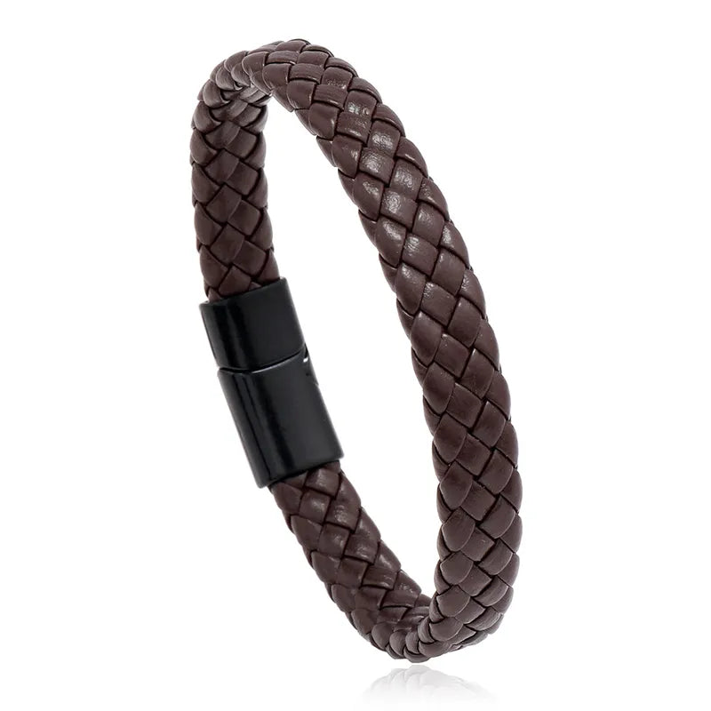 Pulsera para Hombre Trenzada de Ecocuero con Cierre Magnético