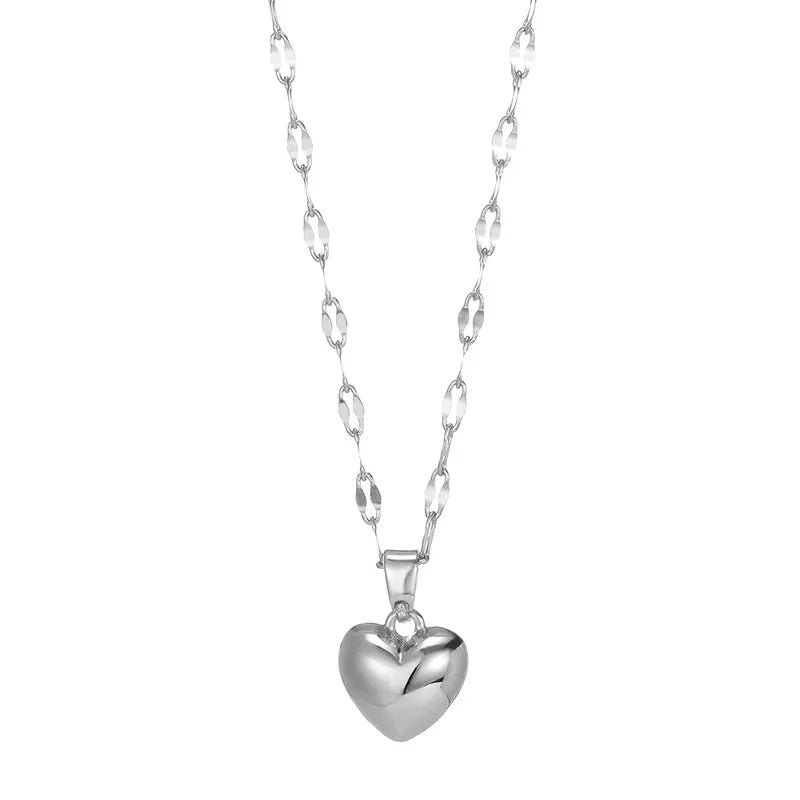 Cadena y dije corazon inflado en acero quirúrgico