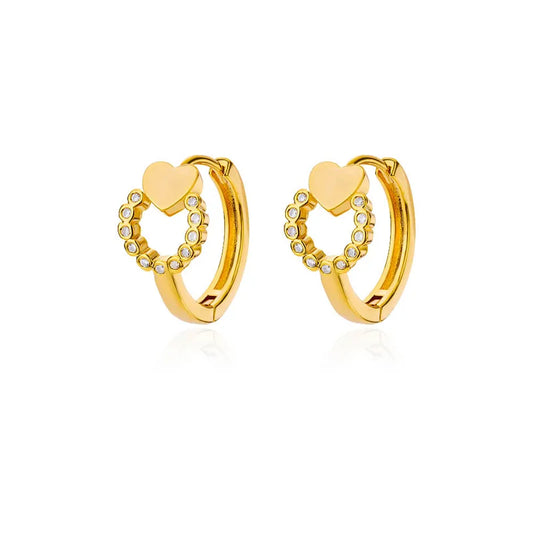 Aros Huggies corazon y circulo strass mini