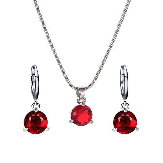 Set Collar y Aros con Strass Rojo