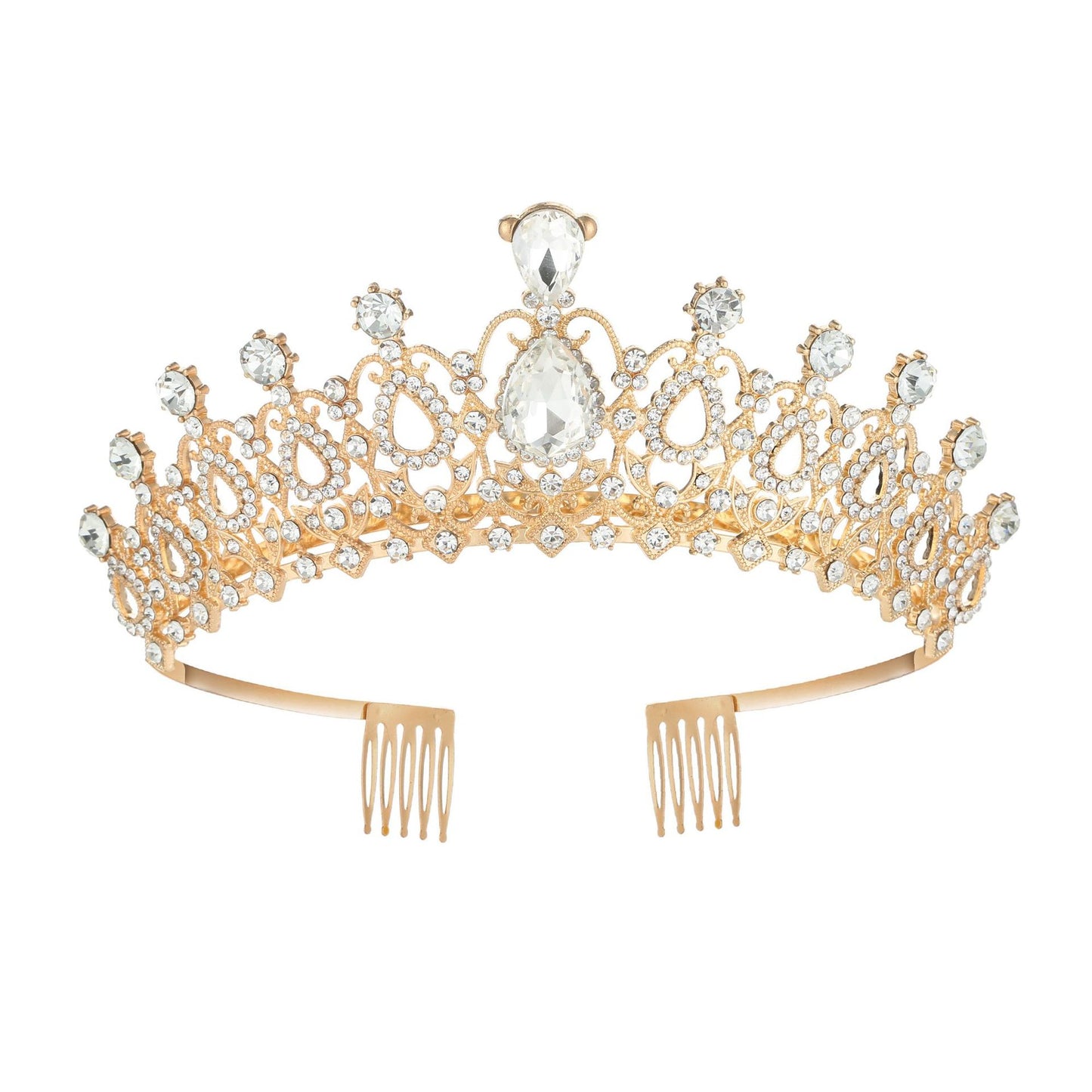 Corona dorada con strass blanco