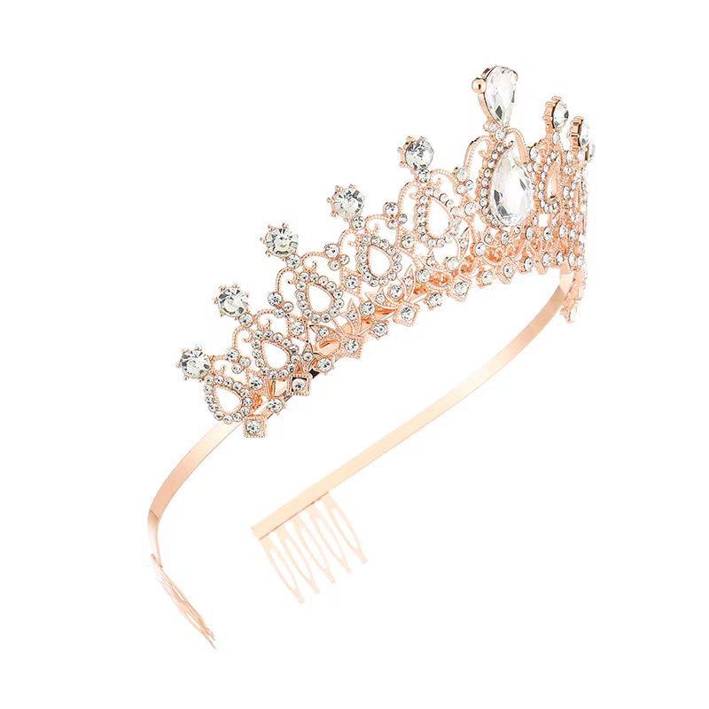 Corona color dorado rose con strass blanco