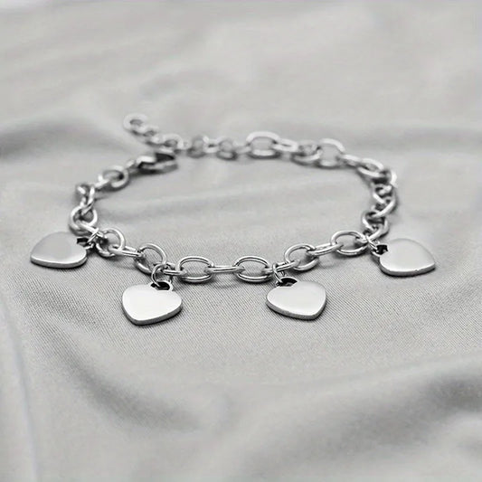Pulsera de acero quirúrgico con 4 corazones