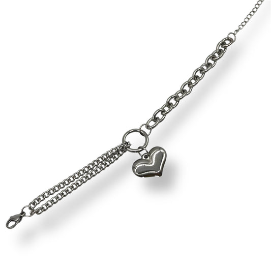Pulsera corazon eslabones combinados
