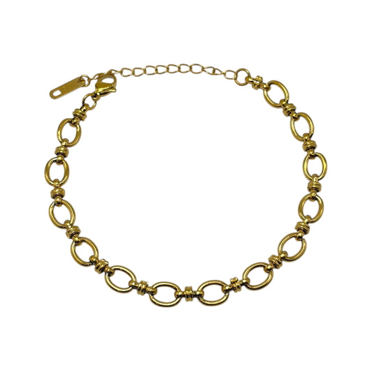Pulsera de acero dorado con eslabones ovalados