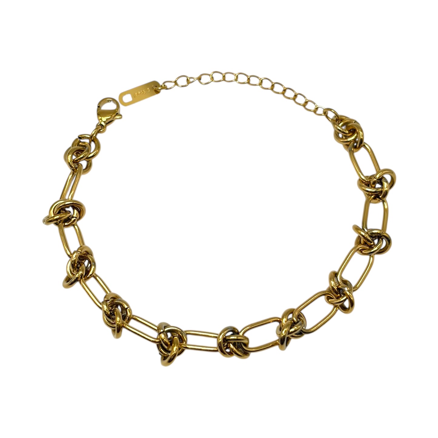 Pulsera de acero dorado con nudos