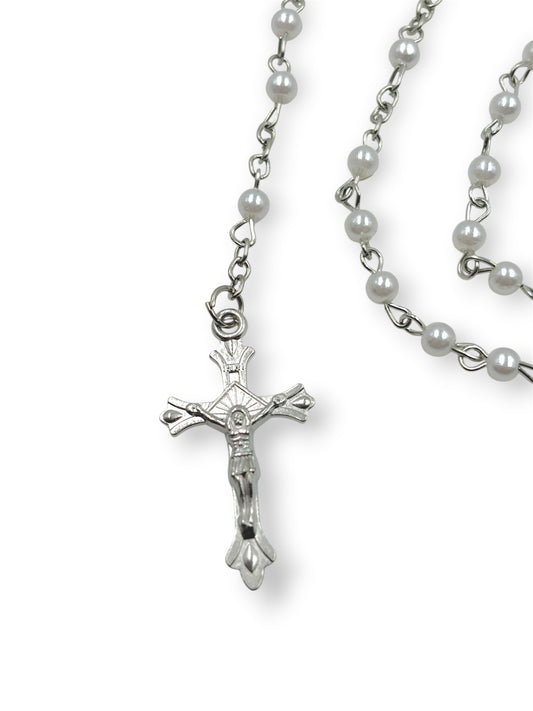 Rosario perlas blancas 4mm pequeñas