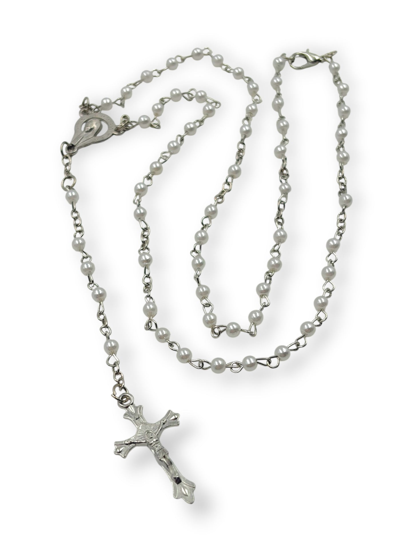 Rosario perlas blancas 4mm pequeñas