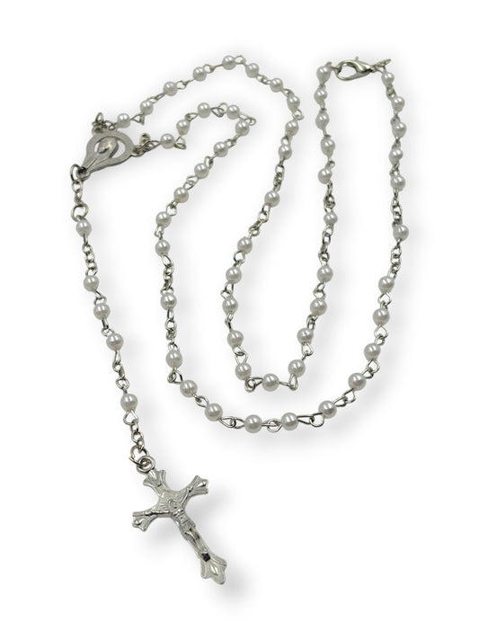 Rosario perlas blancas 4mm pequeñas