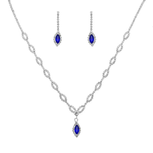 Conjunto para fiesta strass blanco con azul en bijouterie