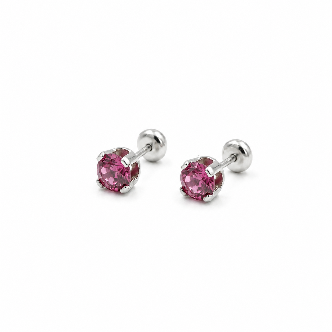 Aros Abridores Plata 925 con Strass Rosa Engarzado Medianos