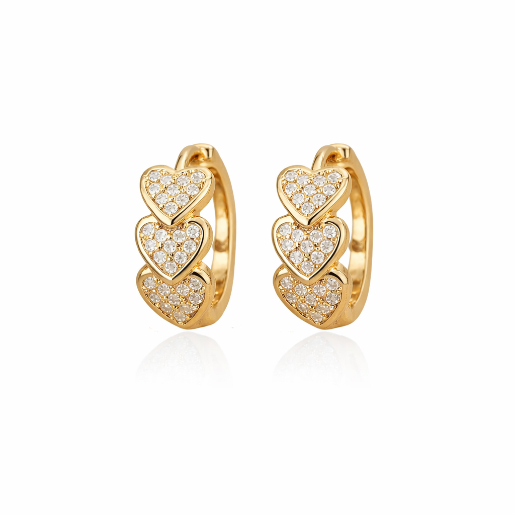 Aros Huggies corazones con strass mini