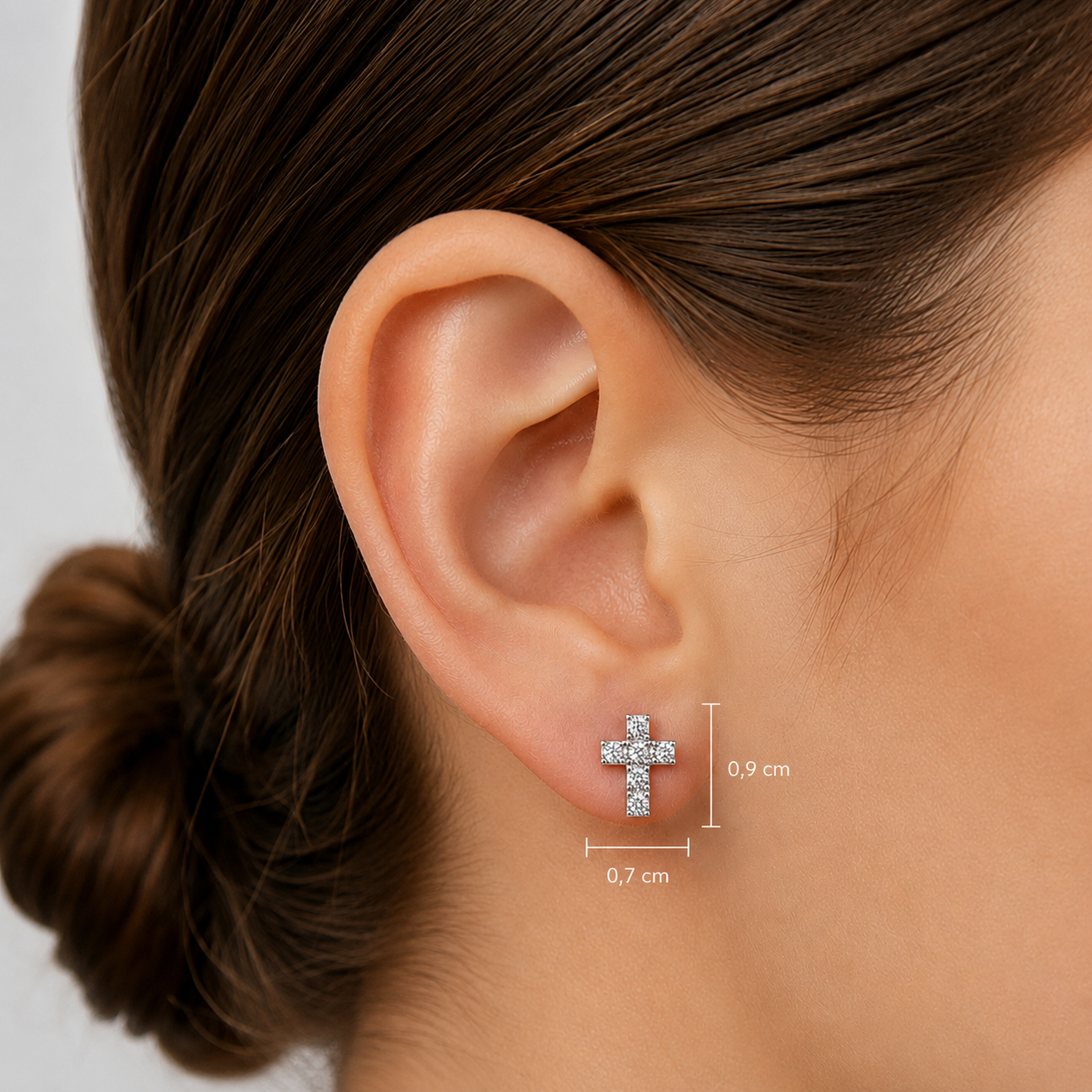 Aros Cruz Plata 925 con Cubic Zirconia Engarzado