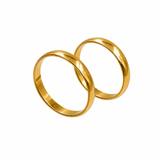 Par de alianzas de acero dorado 3mm