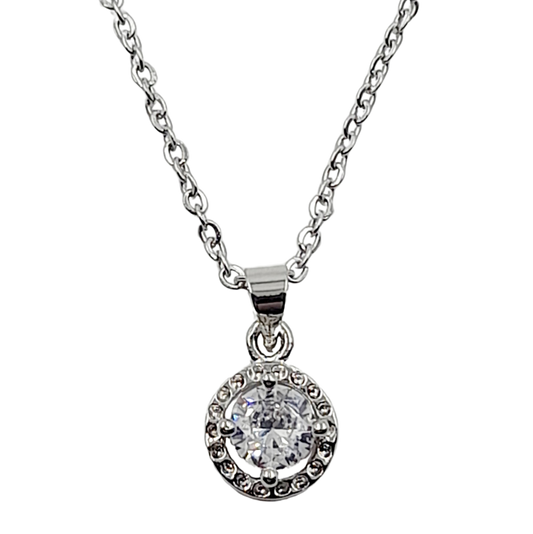 Conjunto de cadena con dije redondo con strass