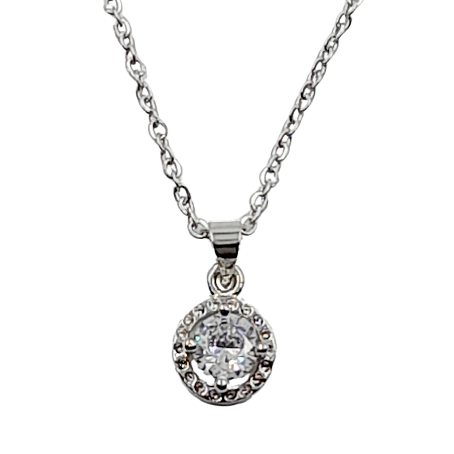 Conjunto de cadena con dije redondo con strass