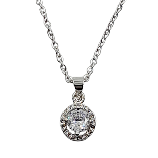 Conjunto de cadena con dije redondo con strass