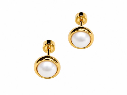 Aros Media Perla 5 mm en Acero Dorado