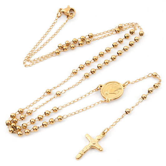Rosario acero dorado