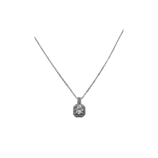 Conjunto dije de cubic con cadena de acero