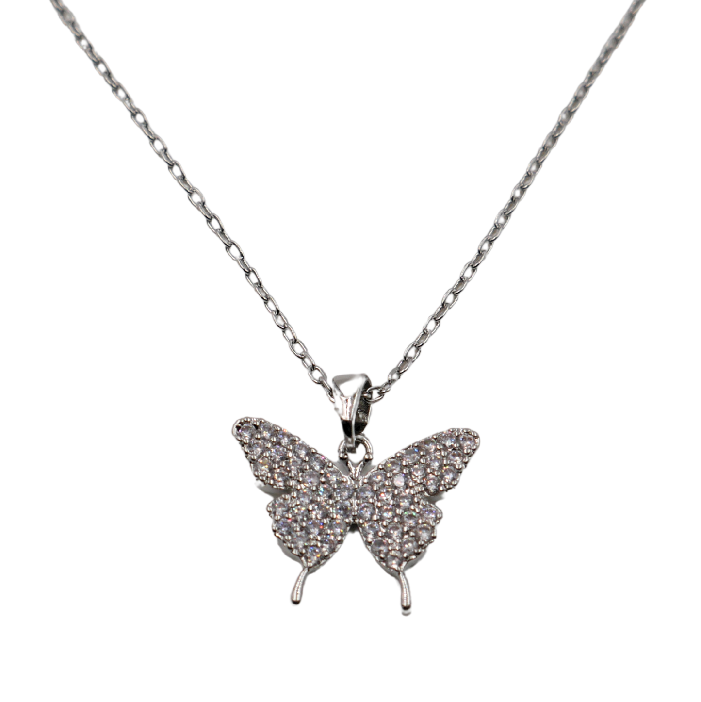 Conjunto de cadena con dije en forma de mariposa con strass
