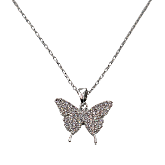 Conjunto de cadena con dije en forma de mariposa con strass