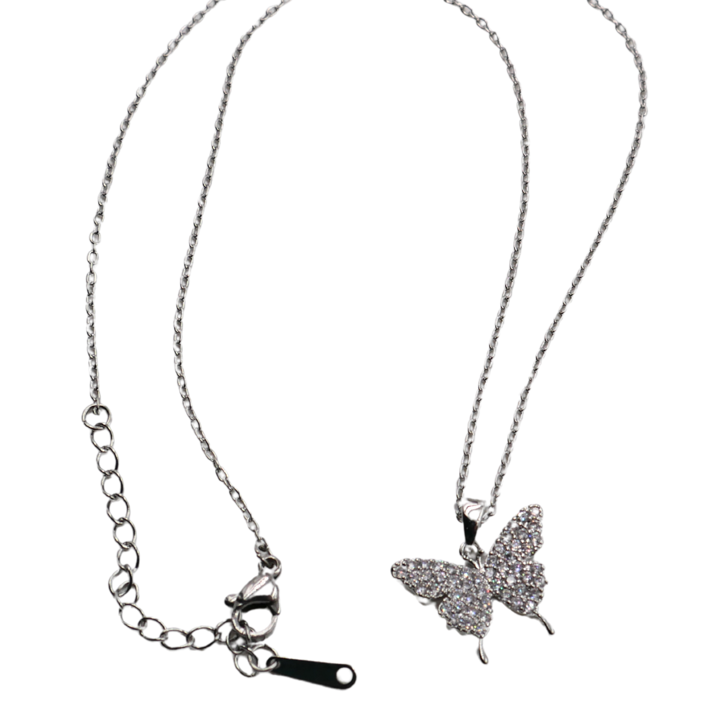 Conjunto de cadena con dije en forma de mariposa con strass