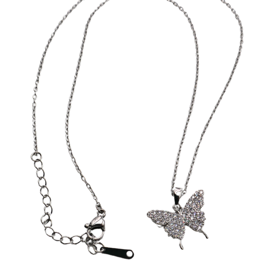 Conjunto de cadena con dije en forma de mariposa con strass