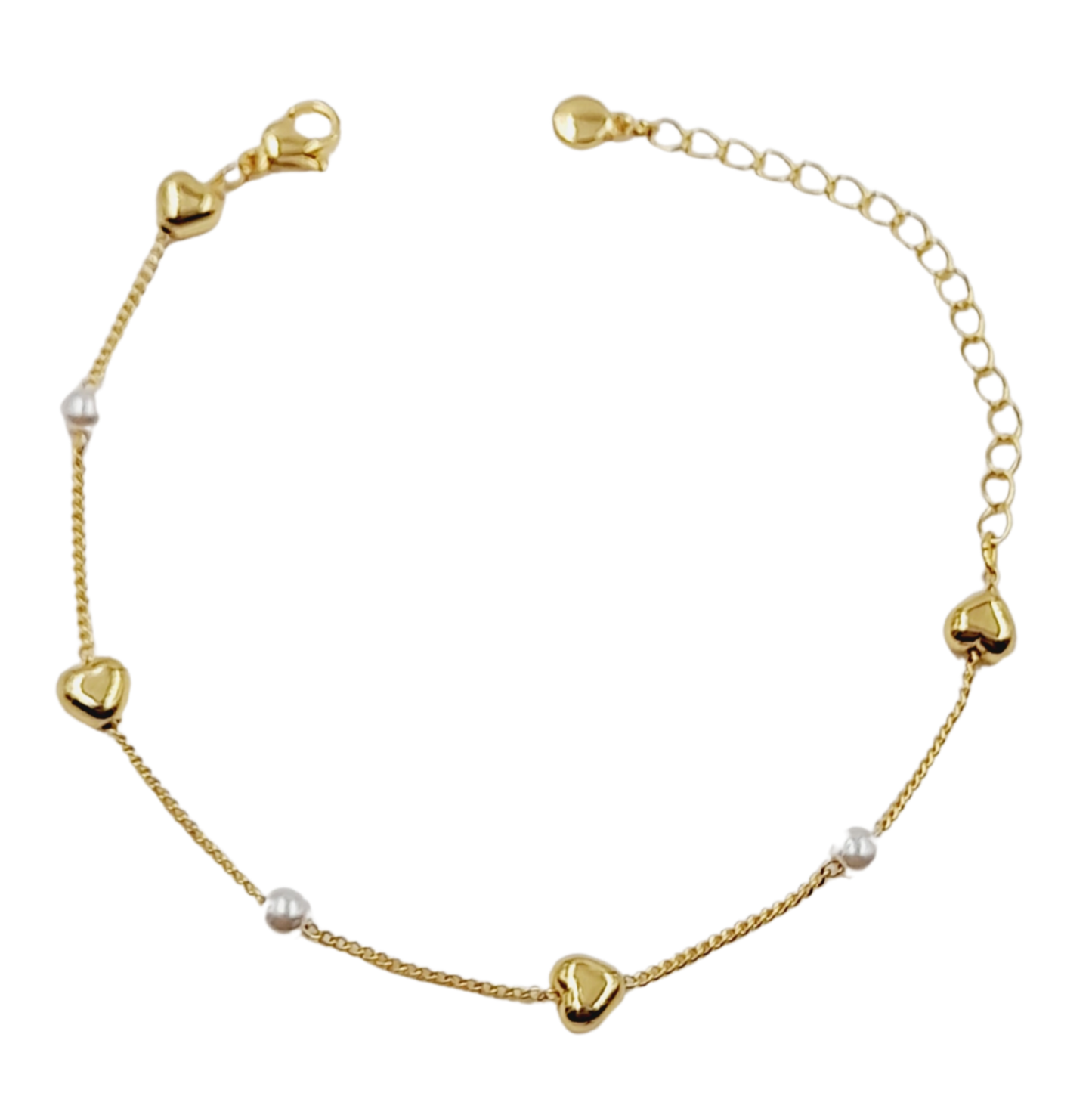 Pulsera con dijes en forma de corazón enchapado en oro