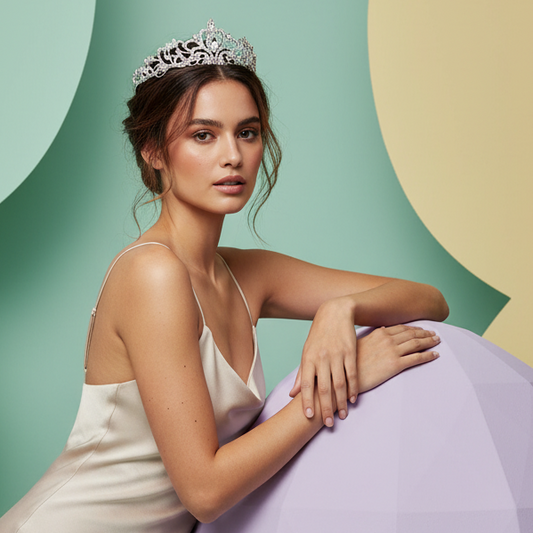 Tiara plateada para quinceañeras