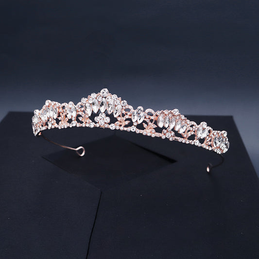 Tiara de color dorado rosé con strass premium