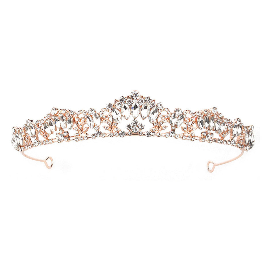 Tiara de color dorado rosé con strass premium