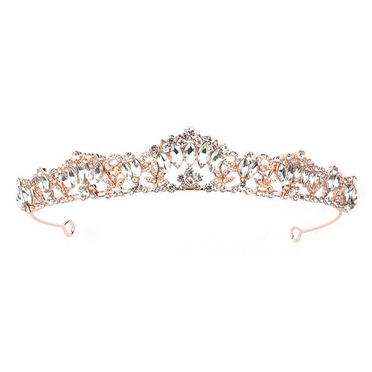Tiara de color dorado rosé con strass premium